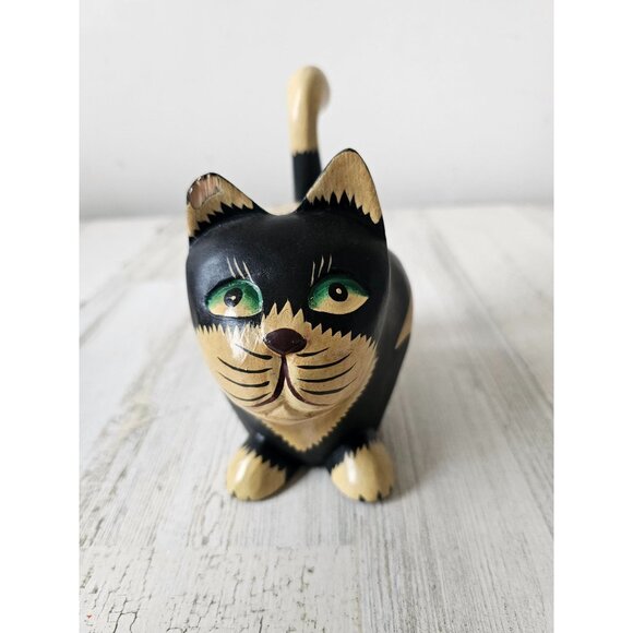 Pier 1 cat Indonesia statue figurine decor unique - Picture 2 of 9